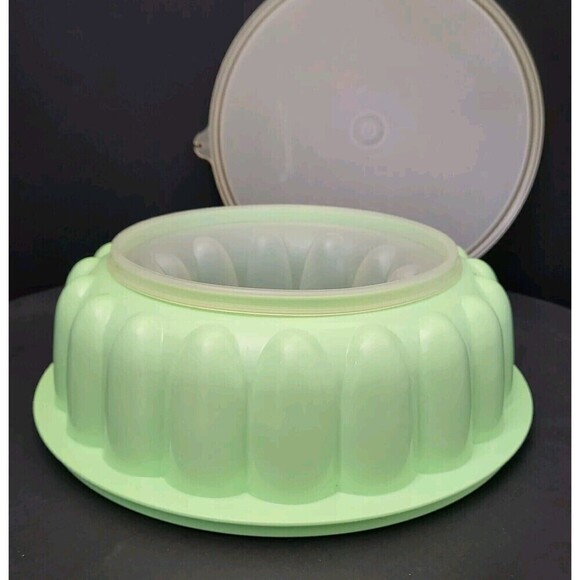 Tupperware Jello Mold Ring 3 pc Mint Green Lid 6 Cup Jel-N-Serve 1201 1202 1203 - Picture 12 of 15
